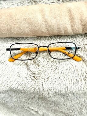 Ray-Ban XS Junior Black Frame Glasses with Yellow Temples